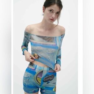ZARA LARISSA DE JESÚS NEGRÓN PRINT SEMI SHEER SHORTS SIZE Medium NWOT